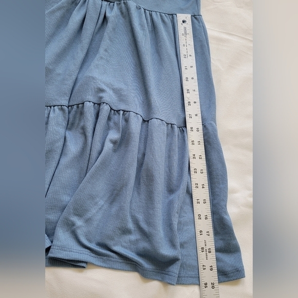 SEE YOU MONDAY Women's Large low vneck cap sleeve tiered babydoll mini dress - Picture 4 of 7